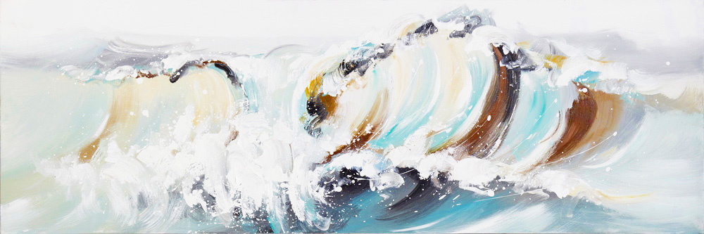 PXYW546 Wall décor art oil on canvas abstract seascape ocean wave blue white tones